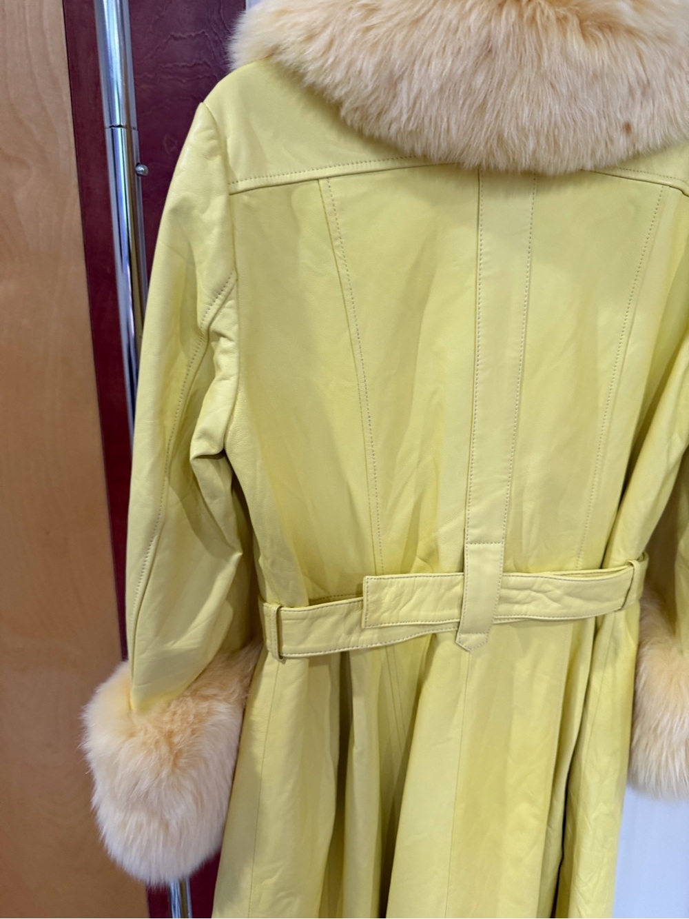 Saks Potts bootleg real leather coat with fox Fur cuffs - Picture 8 of 14